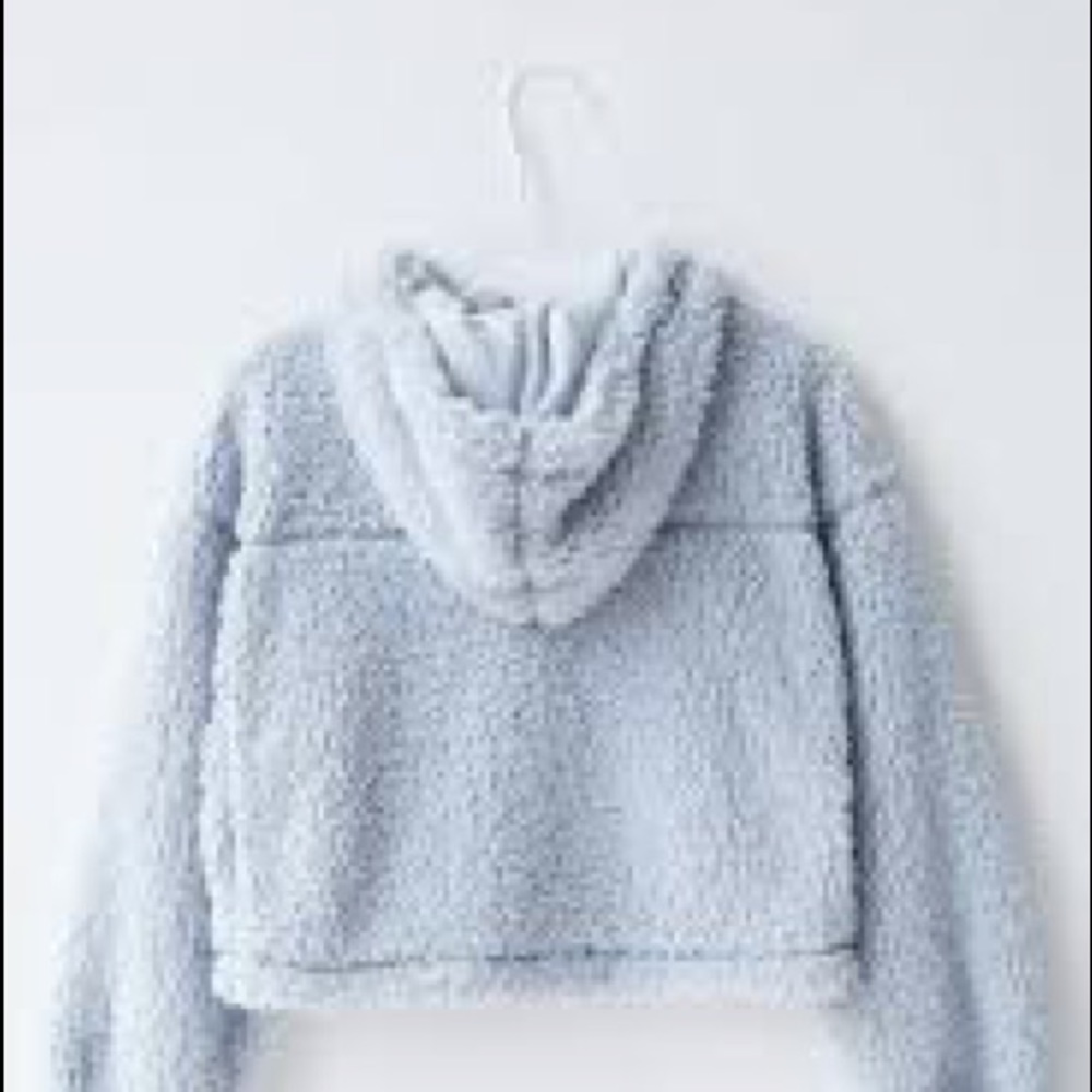 UO blue cropped teddy coat - Picture 2 of 9